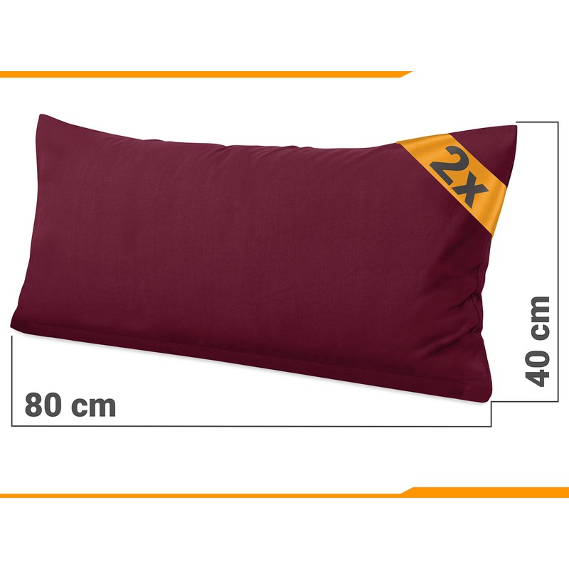 Npluseins 1331.1812 Cotton Pillowcases, Jersey, Various Colours, Pack of 2