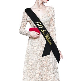 50th Birthday Sash and Tiara Kit 50th Birthday Sash and Birthday Queen Rhinestone Crown Black Sash and Gold Crystal Tiara for Happy 50th Birthday Party Supplies and Decorations Birthday Gifts