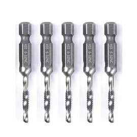 5PCS Combination Drill Tap Bit Set Screw Tapping Hex Shank HSS Metric/Imperial Plug Drill Bits Hand Tools 6-32NC