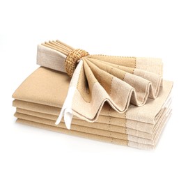 Cloth Napkin in Cotton 20x20 Double Hemstitched Lt Beige,Wedding Napkins,Cocktails Napkins,Cotton Fabric Napkins Mitered Corners & Generous Hem,Machine Washable Dinner Napkins Hemstitched,Set of 6