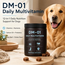 DM-01 Daily Multivitamin for Dogs, Multivitamin Itch Relief Chews, Beef