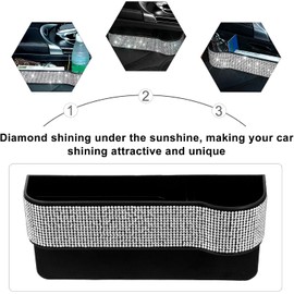 Ipetboom Estuche Organizador para Asiento de Coche Detalles Brillantes Caja Práctica ABS para Almacenamiento Entre Asientos Bolsillo Lateral para Guardar Cartera y Llaves Accesorio para