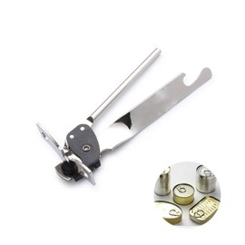 Silver Stainless Steel Tin Opener, Non-Slip Portable Manual Can Opener, Durable and Robust Can Openers That Work with Handle, for Kitchen, Camping, Gadgets and Any Standard Size Cap