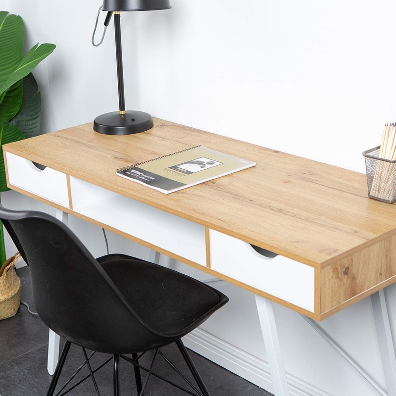 soges Mid Century Desk with Drawers, 47 inches Writing Study
