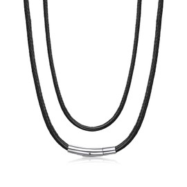 Bandmax 24 Inch Black Leather Rope Chain Necklaces for Men Women 3MM Strong Waterproof Wax Rope Chains for DIY Pendant Collares para Hombres de Moda Gift Packed