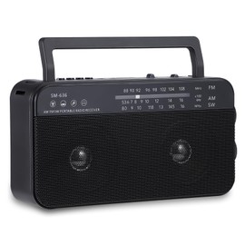 SEMIER Portable AM FM Shortwave Radio with Bluetooth Speaker Plug in Wall, 3X D Cell Batteries Or AC Power Transistor Radio with 2 Tone Mode, Double Loud Speakers, Support AUX/USB/TF Card Play