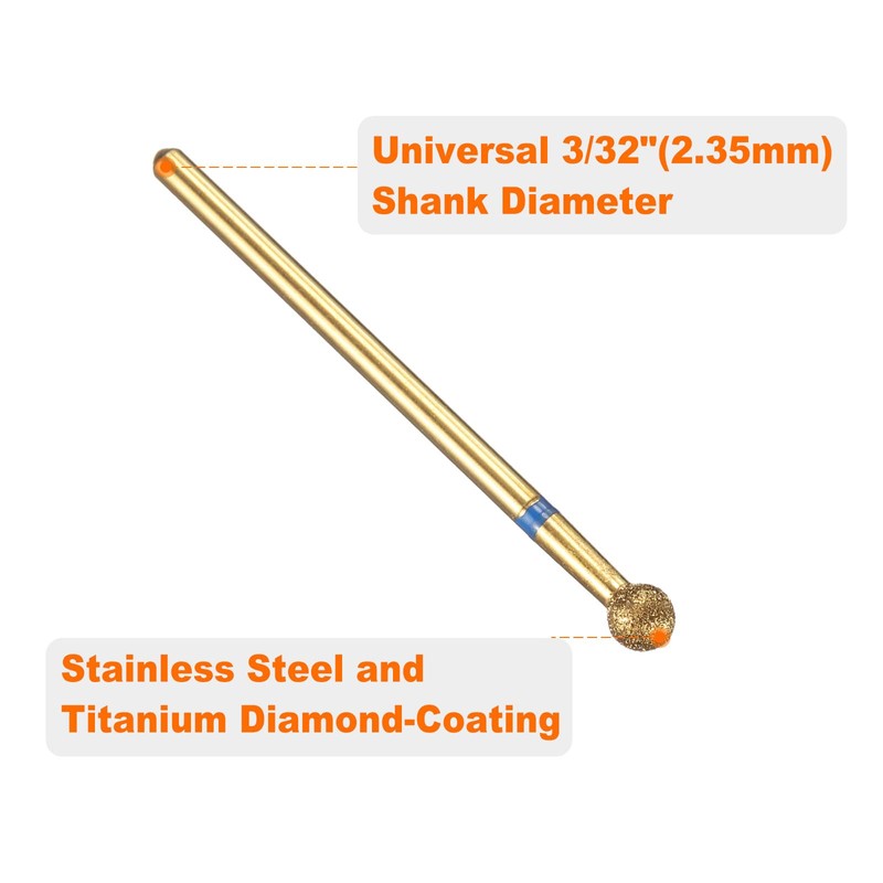 sourcing map 10pcs 120-140 Grits Diamond Grinding Bit 4mm Ball