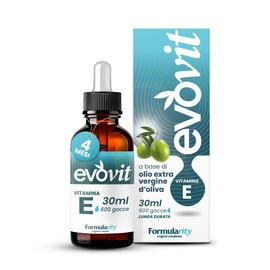 EVOVIT VITAMIN E in kaltgepresstem italienischen nativem Extra-Olivenöl - Natürliches Nahrungsergänzungsmittel mit hoher Bioverfügbarkeit - 4 Monate haltbar | Made in Italy 30ML