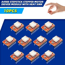 CenryKay 10pcs A4988 Stepstick Stepper Motor Driver Module with Aluminum Heat Sink for 3D Printer Reprap