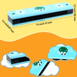 15 Pack Child Wooden Harmonica Cartoon Harmonica Toys for Boys Girls Beginners Party Favors, Random Color Pattern