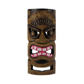 Tiki Head Protector Mask Wood Totem 3D Statue Wall Hanging