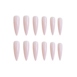 SINHOT Press on Nails Long Stiletto Fake Nails Pink Gradient Acrylic Nails Glossy Glue on Nails Almond Artificial Nails Stick on False Nails with Design 24 pcs