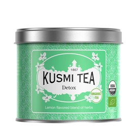 Kusmi Tea - Detox - Organic Blend of Green Tea, Mate & Lemon - Lemongrass, Rose Hip and Lemon Flavours - Enjoy Hot or Iced - Loose Leaf Tea - Tin Box of 3.5 oz - Quantity for about 50 cups