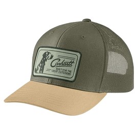 Carhartt Men's Canvas Mesh-Back Dog Patch Cap, Dusty Olive