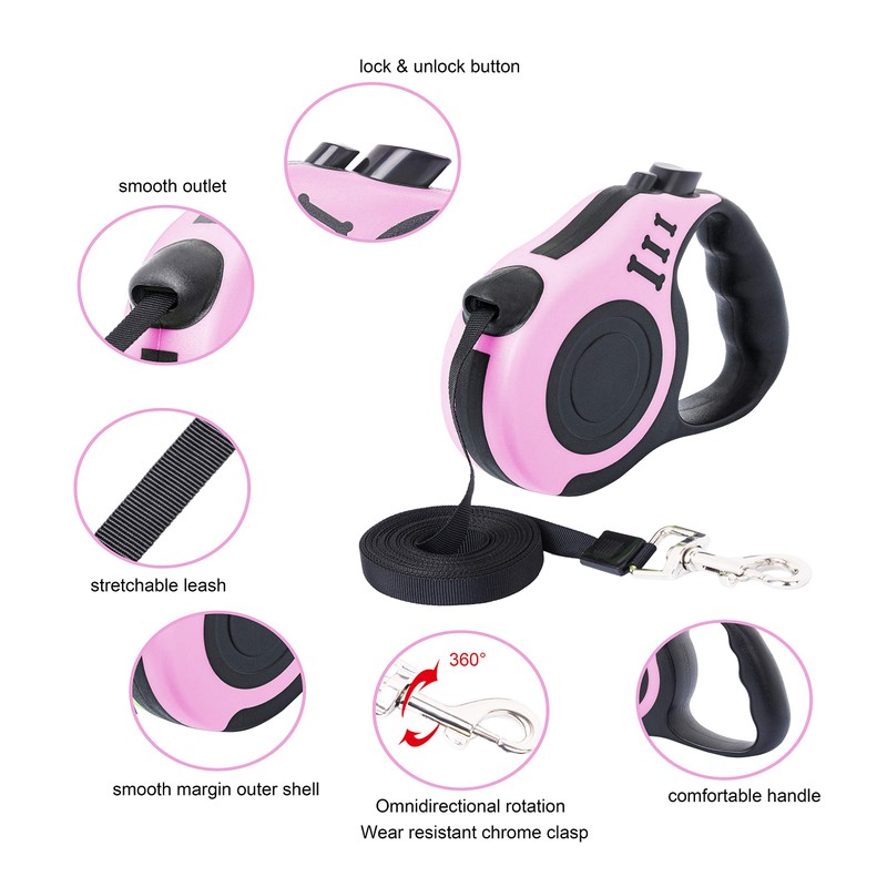 PETIMP Retractable Dog Leash Lightweight 16FT Leash, with Folding Bowl,Dispenser,Waste