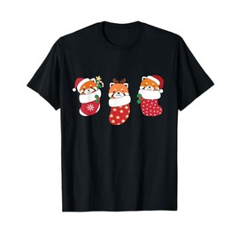 Cute Red Pandas In Christmas Stockings For Christmas Red T-Shirt