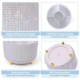 SKYDUE Organizador de escritorio giratorio de 360 grados, soporte brillante para lpices de diamantes de imitacin de doble propsito, organizador de... 