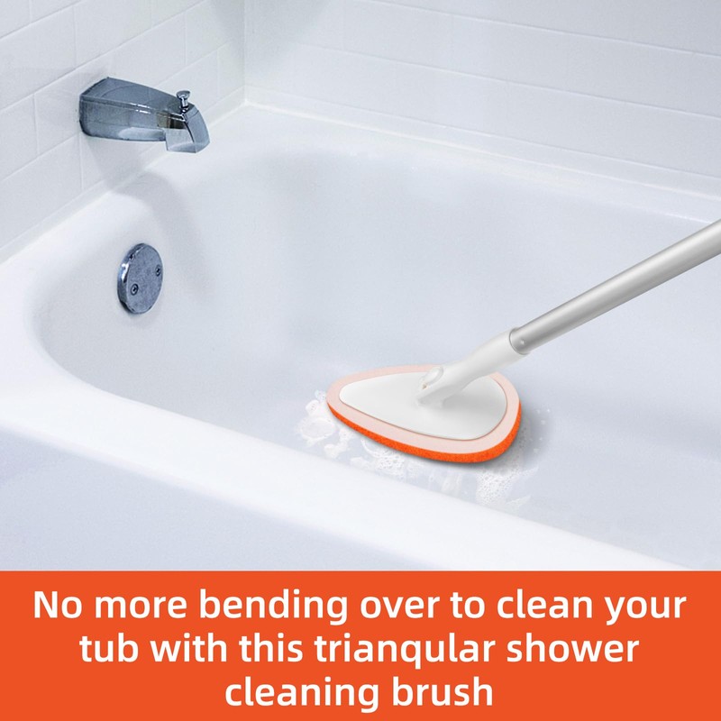 Qaestfy Bathtub Scrubber, Adjustable Long Handled Scrub Brush with 51