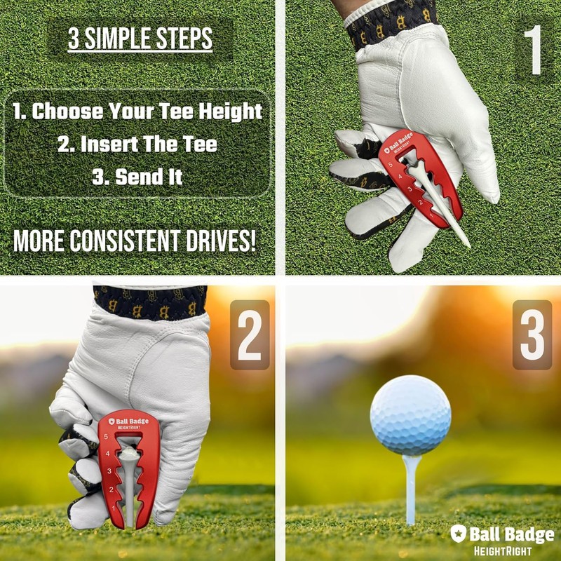 Ball Badge HeightRight Adjustable Golf Tee Height Tool – Precision