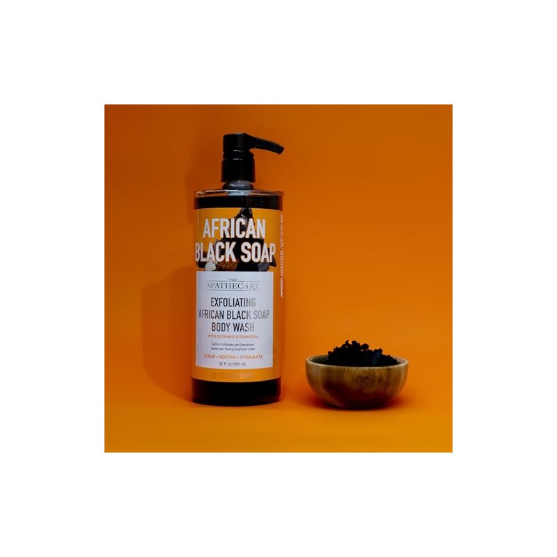 Jabón corporal exfoliante con coco y carbón, de African Black