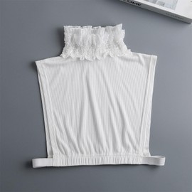 UMIYI Stand Collar, Ruffle Collar, Women's, Layered Style, Faux Color, High Neck, Layered, Turtle, Simple, Basic, Cold, Innerwear, Warm, Adult Cute, Cotton, Neck Cover, Elegant, white