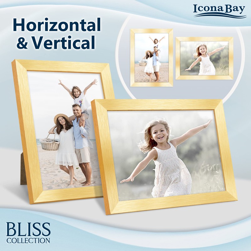 Icona Bay 5x7 Gold Picture Frame, Modern Style Wood Composite