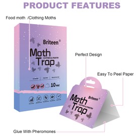 Pantry Moth Traps 10-Pack Safe and Effective for Food and Clothing- Glue Traps with Pheromones for Wool Closet Carpet Food and Cupboard K06
