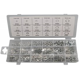 Assorted M3 - M10 Split Spring & Toothed Lock Washers - Steel (720 Pieces)