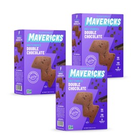 Mavericks Double Chocolate Bolt Cookies - Healthy Cookies, Dairy Free Cookies, Vegan Friendly Chocolate Chip Cookies, Plant Based Chocolate Snack for Kids, Nut Free, 40% Less Sugar - 7oz Box (3 Pack)
