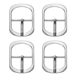 PATIKIL Single Prong Buckle, 4 Pcs 1 Inch Adjustable Metal Roller Buckle Oval Center Bar Buckle Belt Buckles for Bags DIY Crafts Purse Straps Shoe Belts Making Accessories, Silver Tone