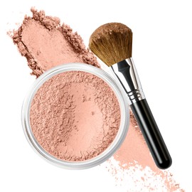 FOUNDATION with FLAWLESS FACE BRUSH Mineral Makeup (LIGHT TAN) Matte Natural Loose Powder Bare Skin Cosmetics Full Coverage Long Lasting All Skin Types SPF 18