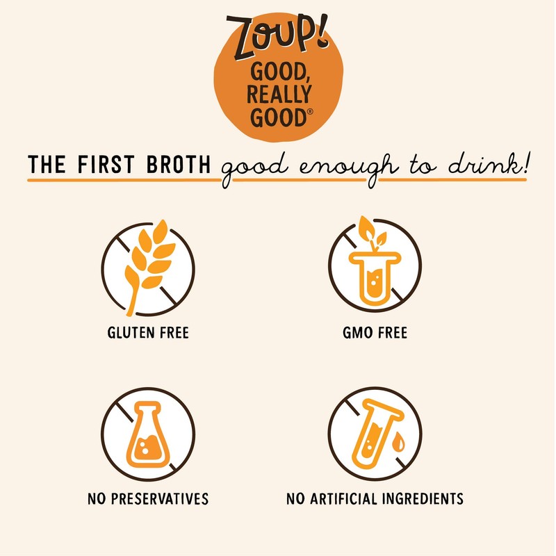 Zoup! Chicken Bone Broth - Fat Free Chicken Broth, 6-pack