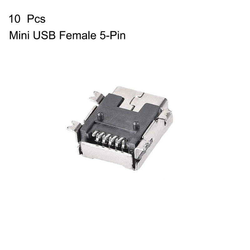 sourcing map 10PCS Mini USB Female Socket Connector Jack Port,