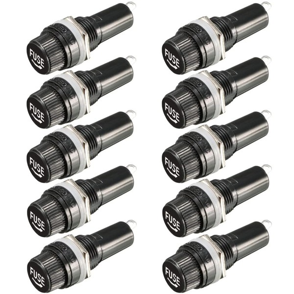 Kiligen 10pcs 5x20mm Fuse Holder AC 10A 250V Black Screw
