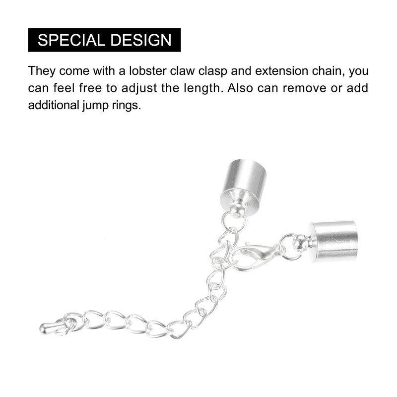 sourcing map 10Sets 8mm Leather Cord End Caps with Lobster