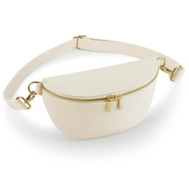 Women's Cross Body Bag Adjustable Strap Waist Bag Bum Bag for Women Made of Matte Faux Leather with Metal Zip and Inner Compartment, Oyster (light grey), Classic