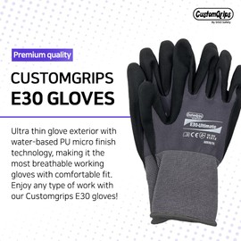 SISO SAFETY CUSTOMGRIPS Micro-Foam Finish Safety Work Gloves, Ultimate Sanitized DIY General Purpose, Comfortable Grip, Anti-Slip [E30, Size 7 (S), 6 Pairs]
