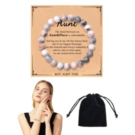 ZWWOGE Armband Damen, Rosa Mondstein-Stretchseil-Armband, Für alle denkwürdigen Tage