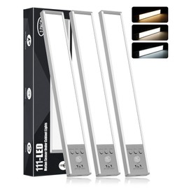 Diomart Under Cabinet Lighting Wireless,111 LED Operated Motion Sensor Light Indoor,1500mAh Rechargeable Closet Lights,Magnetic Dimmable Closet Lights, Under Counter Lights for Kitchen, Stairs, 3Pack