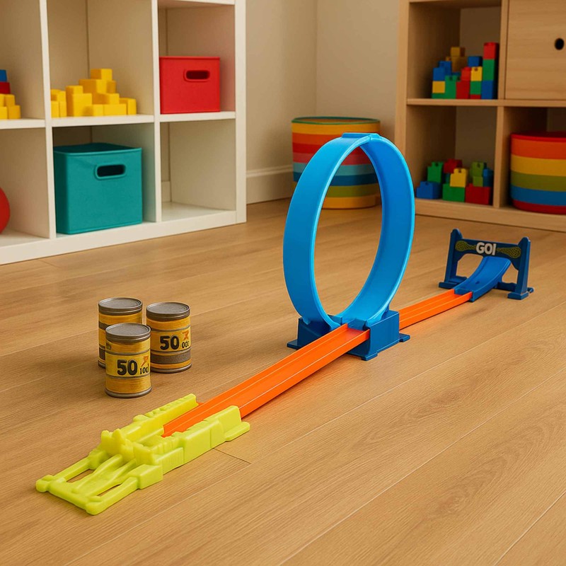 14-teiliges Autorennbahn-Set mit verschiedenen Designs