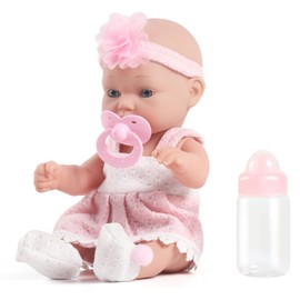12 Inch Baby Doll with Doll Clothes, Headband, Pacifier, and Feeding Bottle. 12'' Baby Doll