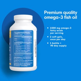 Triglyceride Omega 3 Fish Oil – High EPA & DHA for Eye, Joint, Heart & Brain Support – Omega-3 Fatty Acids - Lemon Flavor – 180 Softgels – 90 Day Supply