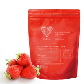 Welina. 森拓郎監修 Welina.ホエイ&ソイプロテイン＋グルタミン (いちご味) 400g