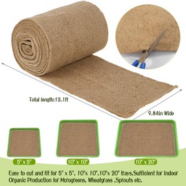 CIEOVO 1 rollo de tapete de cultivo microverde de fibra de cáñamo, tapete de cultivo de microverdes de 10 x 158 pulgadas, almohadillas para orejas hidropónicas de yute para producción en interiores