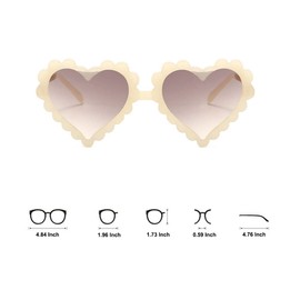 OZPYKAE Girl Heart Sunglasses,Fashion Cute Glasses UV Protection Outdoor Girl Heart Shaped Sunglasses for Toddler Party Beach (Champagne)