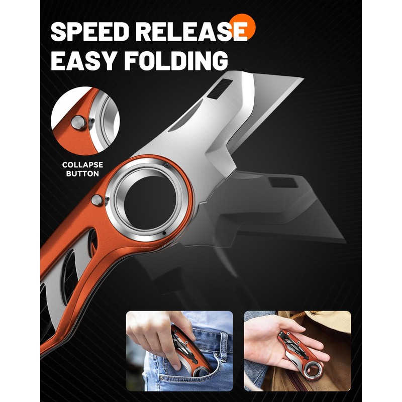 Folding Utility Knife Pocket Knife, Heavy-Duty Box Cutter with Anti