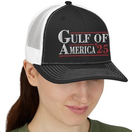 Welcome to America Gulf - Gulf of Mexico 2025 hat, Gulf of America hat, Gulf of Mexico hat, Cruise Gift 2025 hat, Gulf of Mexico to Gulf of America Snapback Trucker Cap Black/White