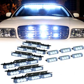54 X LED w/ 18 X LED Emergency Vehicle Strobe Lights for Front Grille Deck Warning Light (54 LED w/ 18 LED, White)
