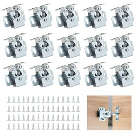 Pack of 15 Furniture Catches, Double Roller Catch Cupboard Lock with Screws, Wardrobe Door Ball Roller Catch, Snap Lock Furniture, Door Catch for Cupboard Doors