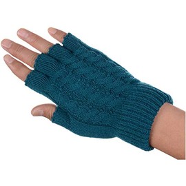 BSB Women's Winter Cozy Fleece Fingerless Knit Gloves (JG722-TEAL)
